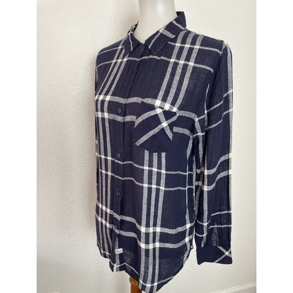 Rails Top Shirt Plaid Button Down Linen Blend Charli - Picture 4 of 12